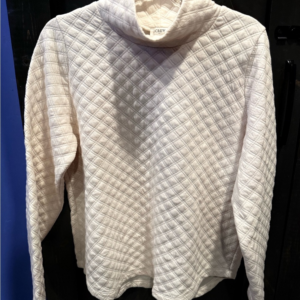 J. Crew Cream Quilted Cowl Neck Sweater